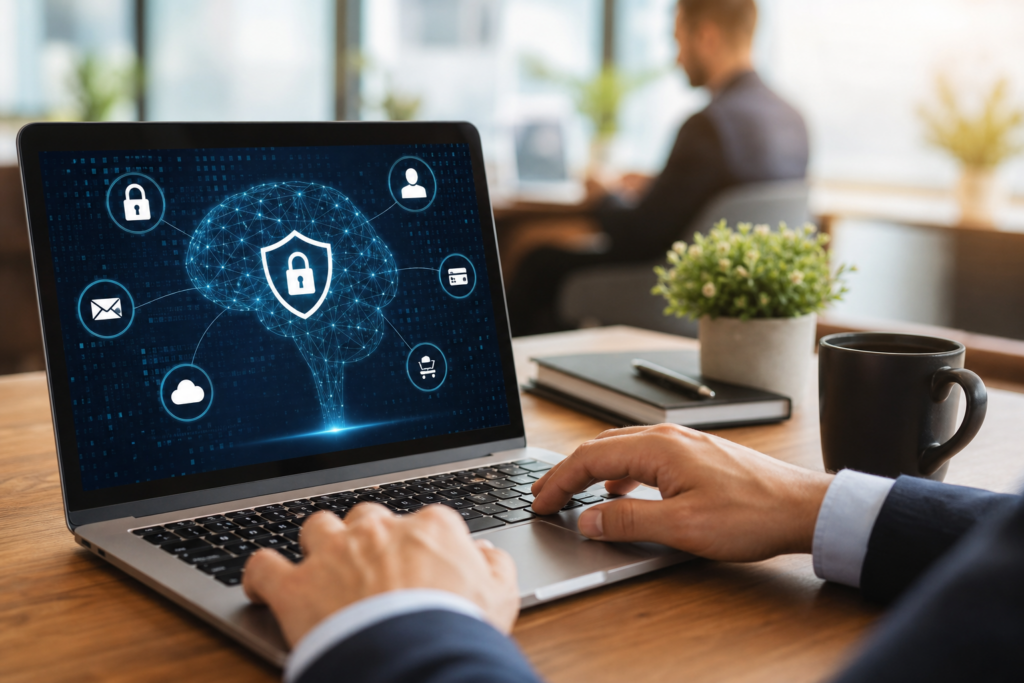 Imagen profesional relacionada con 5 maneras en que la inteligencia artificial puede prevenir fraudes y mejorar la seguridad digital para el blog de demopf.orbyta.digital/